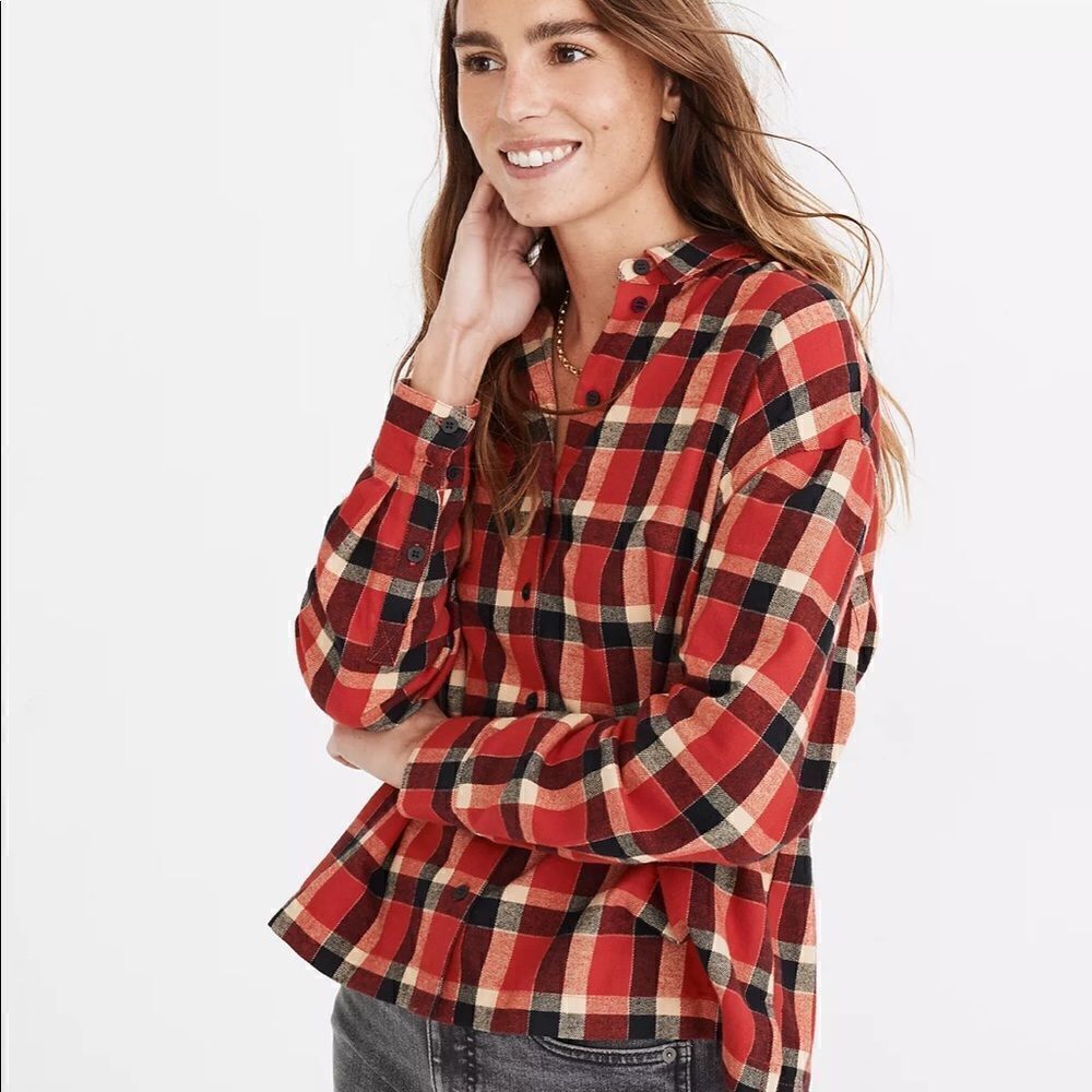 Madewell Westlake Plaid Flannel Top Small